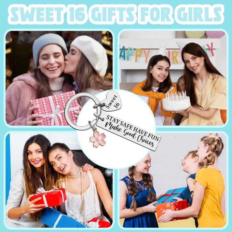 Davrock Sweet 16 Gifts for Girls Sweet 16 Birthday Gift for 16 Year Old Girl Gifts for 16 Year Old Girl Sister Daughter Happy Birthday Keychain for Women Friends Christmas Stocking Stuffs Party Decorations - Image 4