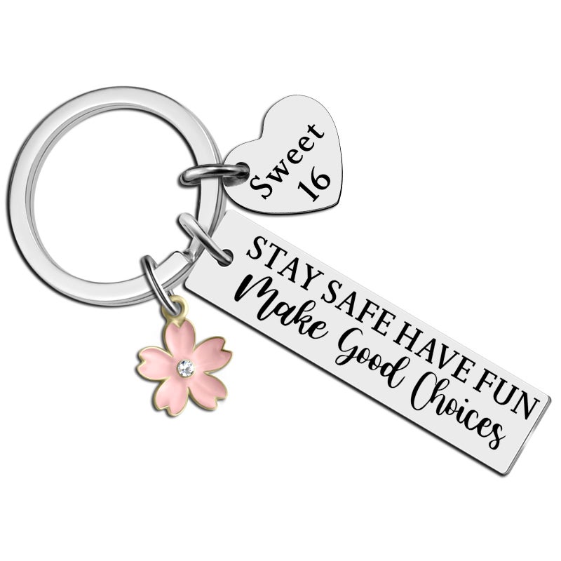Davrock Sweet 16 Gifts for Girls Sweet 16 Birthday Gift for 16 Year Old Girl Gifts for 16 Year Old Girl Sister Daughter Happy Birthday Keychain for Women Friends Christmas Stocking Stuffs Party Decorations - Image 1