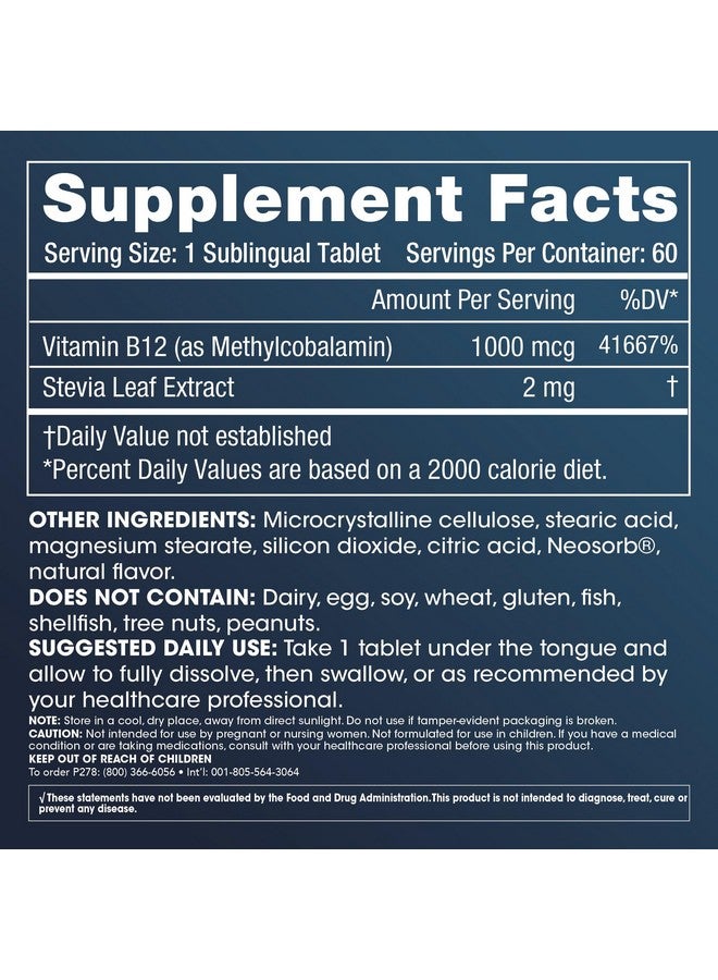 ProHealth Methyl B-12 Methylcobalamin (1000 mcg, 60 sublingual Tablets) (Vitamin B-12) - Image 2