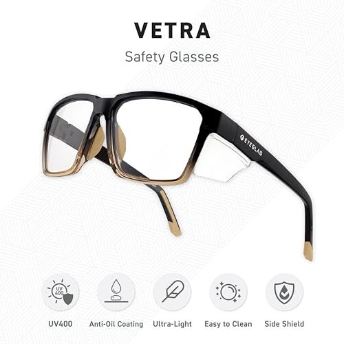 EYEGLAD VETRA Z87 Certified Safety Glasses UV400 Side Shield AntiOil Coating Stylish Eyewear Ink Clear - Image 3