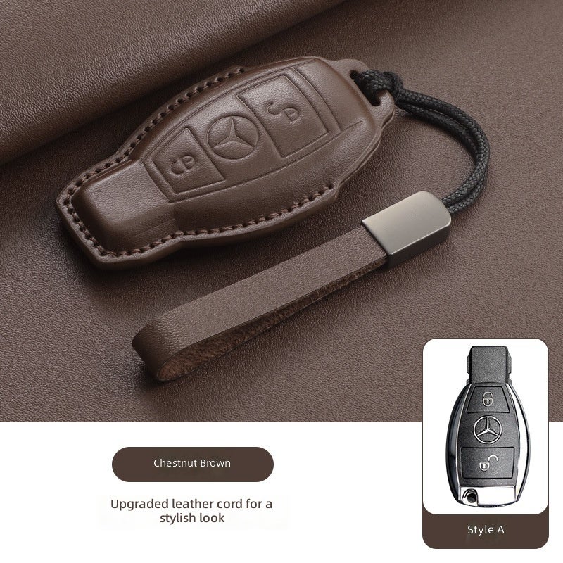 Genuine Leather Key Case for Mercedes-Benz E300L, C260L, A200L, GLC/GLB220, GLE350, Vito, and CLA - Image 1