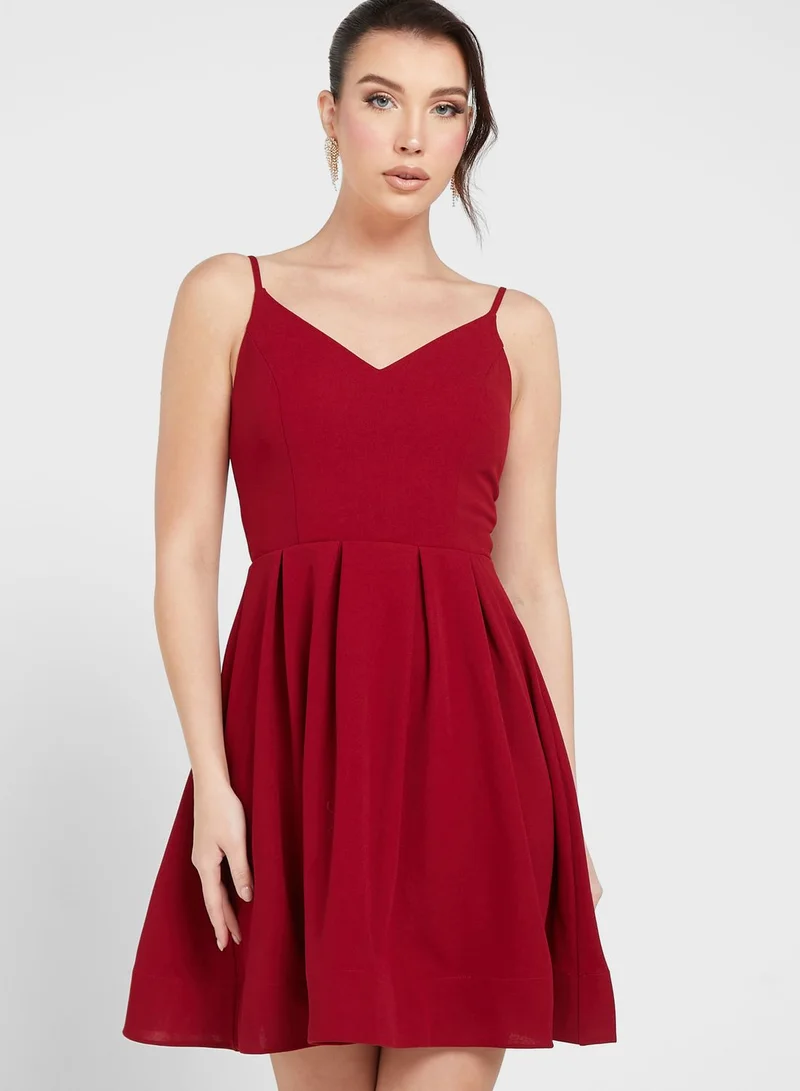 skirt and stiletto Plunge Neck Strappy Dress