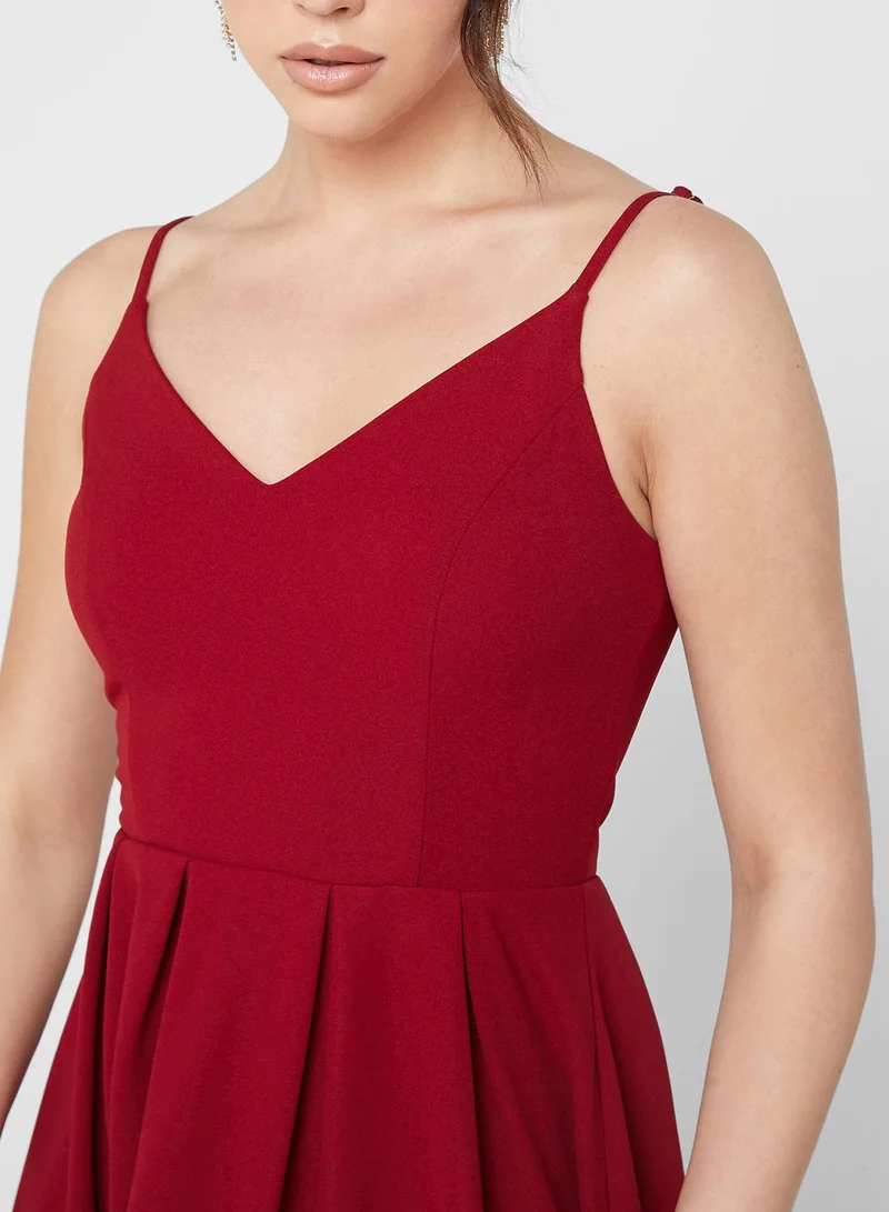 skirt and stiletto Plunge Neck Strappy Dress