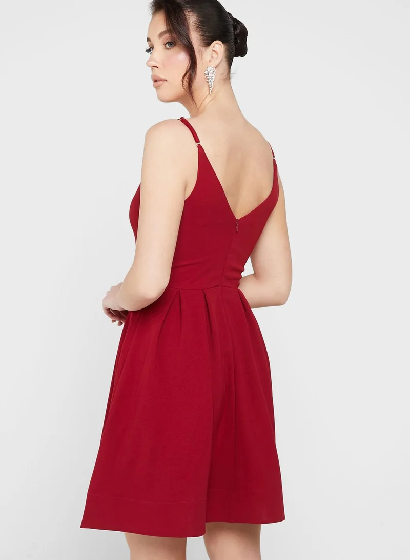 skirt and stiletto Plunge Neck Strappy Dress