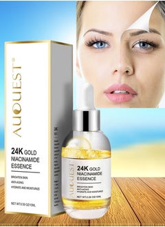 AuQuest 24k Gold Niacinamide Essence Serum Soothing and Hydrating Skin Optimizing Treatment Essence Serum Brighten Skin Anti Aging Hydrating and Moisturizing Gold Niacinamide Serum 15ml  - Image 1