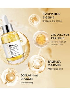 AuQuest 24k Gold Niacinamide Essence Serum Soothing and Hydrating Skin Optimizing Treatment Essence Serum Brighten Skin Anti Aging Hydrating and Moisturizing Gold Niacinamide Serum 15ml  - Image 2