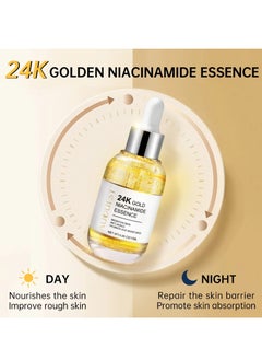 AuQuest 24k Gold Niacinamide Essence Serum Soothing and Hydrating Skin Optimizing Treatment Essence Serum Brighten Skin Anti Aging Hydrating and Moisturizing Gold Niacinamide Serum 15ml  - Image 3