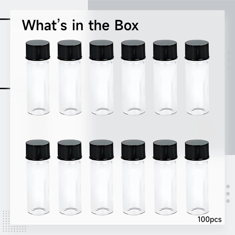100 Pcs 4Ml Glass Vials, Clear Borosilicate Sample Bottles With Screw Caps, 1.9 X 0.6 In, Small Vials Perfect For Liquids, Oils, And Powders - Image 3