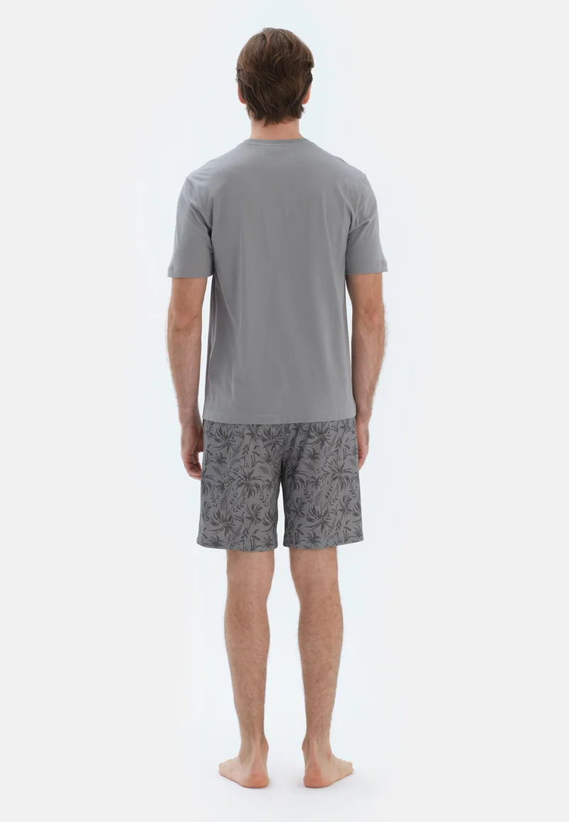 داجي طقم بيجامة قطن كلاسيكي برقبة دائرية