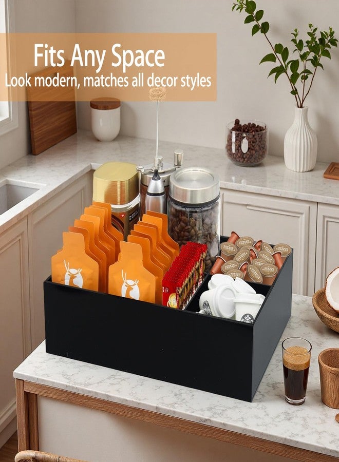 Watpot Coffee Station Organizer for Countertop, Coffee Bar Organizers Caddy for Sugar Packet, Tea Bags, Black - Image 3