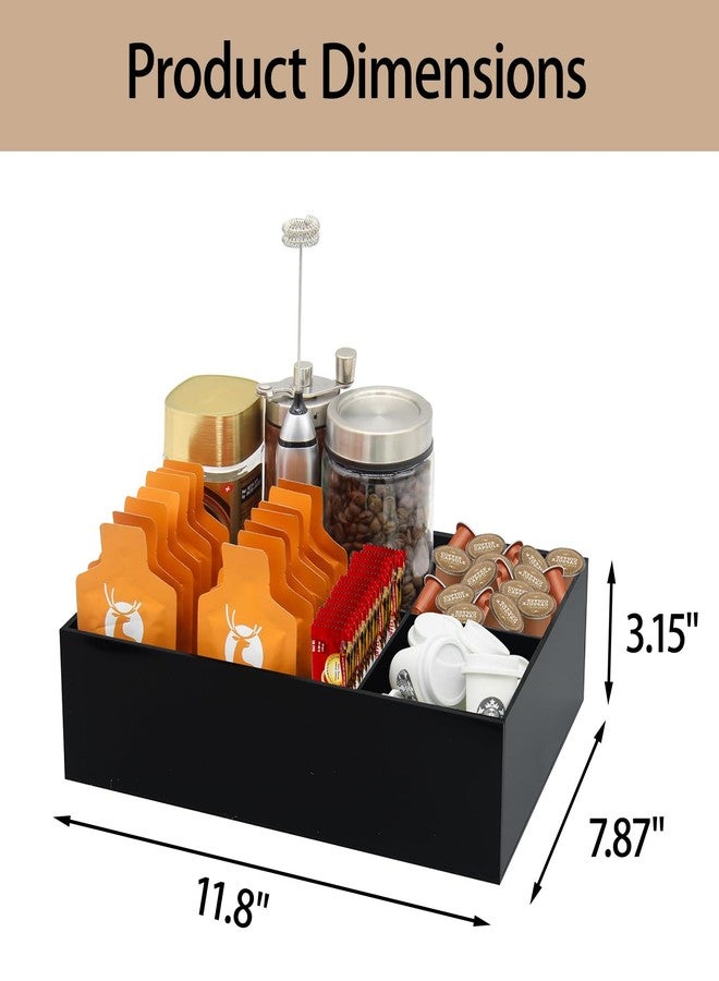Watpot Coffee Station Organizer for Countertop, Coffee Bar Organizers Caddy for Sugar Packet, Tea Bags, Black - Image 5