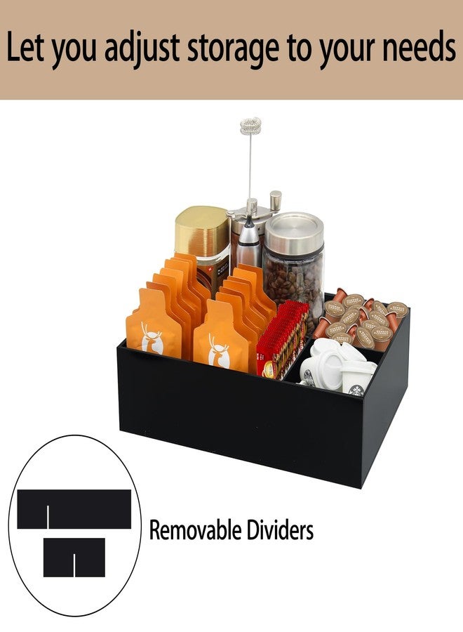 Watpot Coffee Station Organizer for Countertop, Coffee Bar Organizers Caddy for Sugar Packet, Tea Bags, Black - Image 4