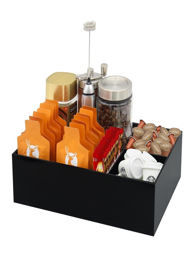Watpot Coffee Station Organizer for Countertop, Coffee Bar Organizers Caddy for Sugar Packet, Tea Bags, Black - Image 1