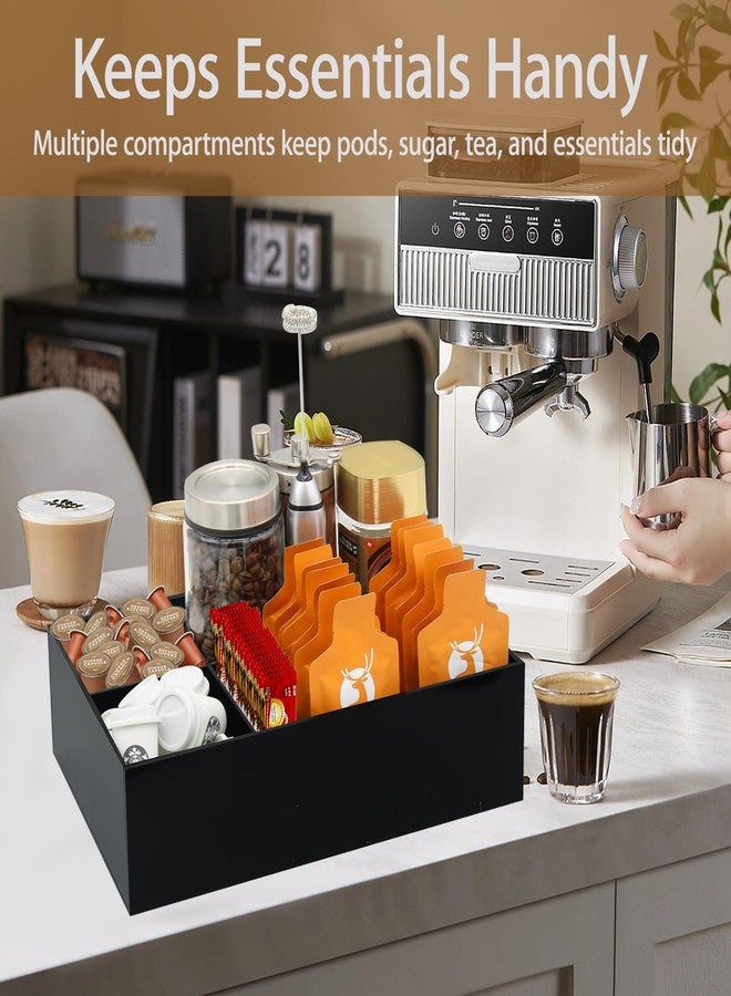 Watpot Coffee Station Organizer for Countertop, Coffee Bar Organizers Caddy for Sugar Packet, Tea Bags, Black - Image 2