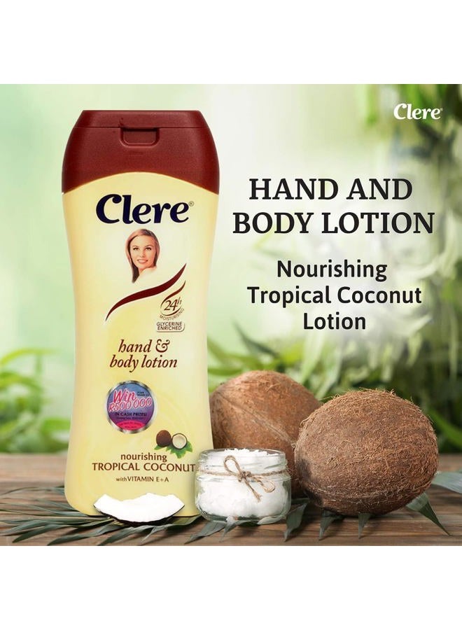 CLERE Hand and Body Lotion, Nourishing Tropical Coconut With Glycerine and Vitamin E & A 400 ml (Pack of 1) - Image 3