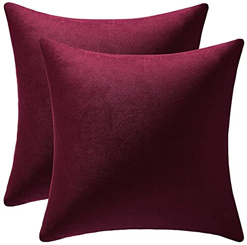 ATOOTFUSION Fusion Microfiber Satin Striped Square Small Cushion Filler, (12x12) Inches, Pack of 2 (Maroon) - Image 1