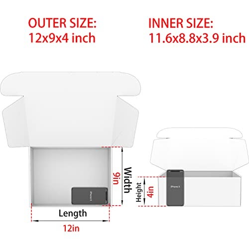 Lmuze White Shipping Boxes for Small Business Pack of 20-12x9x4 inches Cardboard Corrugated Mailer Boxes for Shipping Packaging Craft Gifts Giving Products - Image 2