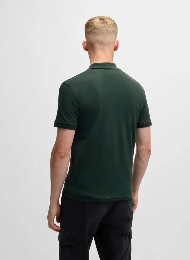 بوس Stretch-cotton slim-fit polo shirt with logo patch