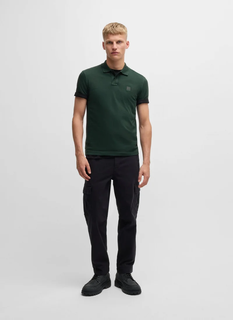 BOSS Stretch-cotton slim-fit polo shirt with logo patch