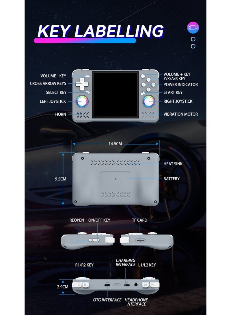Western Mountains RF40H handheld game console, 4.0-inch retro game console, pre-installed with 20,000 classic games, open-source Linux system, supports WiFi online gaming, portable pocket handheld video game console (gray) - Image 4