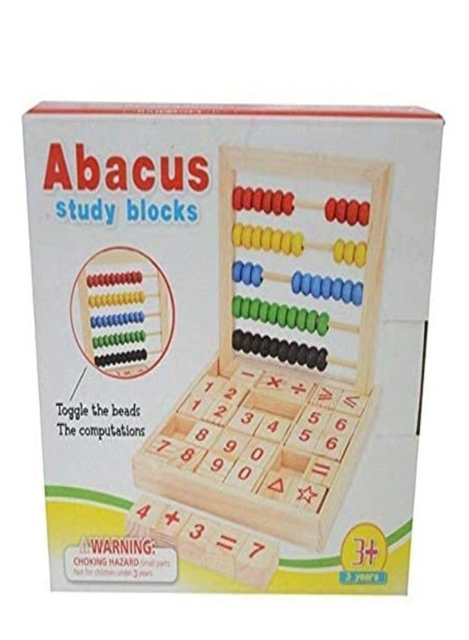 Little Mind Wooden Abacus Math Learning Toy for Kids - Study Blocks with Numbers & Beads, Counting Frame for Early Mathematics, Montessori Educational Toy for Toddlers 3+ - Image 1