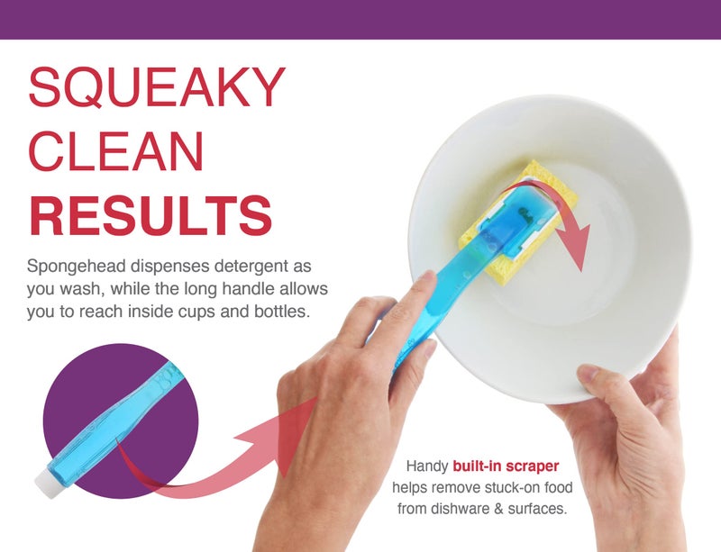 Arrow Home Products Dish Sponge with Soap Dispenser Handle - Fillable Dish Wand for Quick, Convenient Cleaning - Made in the USA - Easy to Refill, Built-In Scrubber, Ideal for Dishes and Pans - Image 4