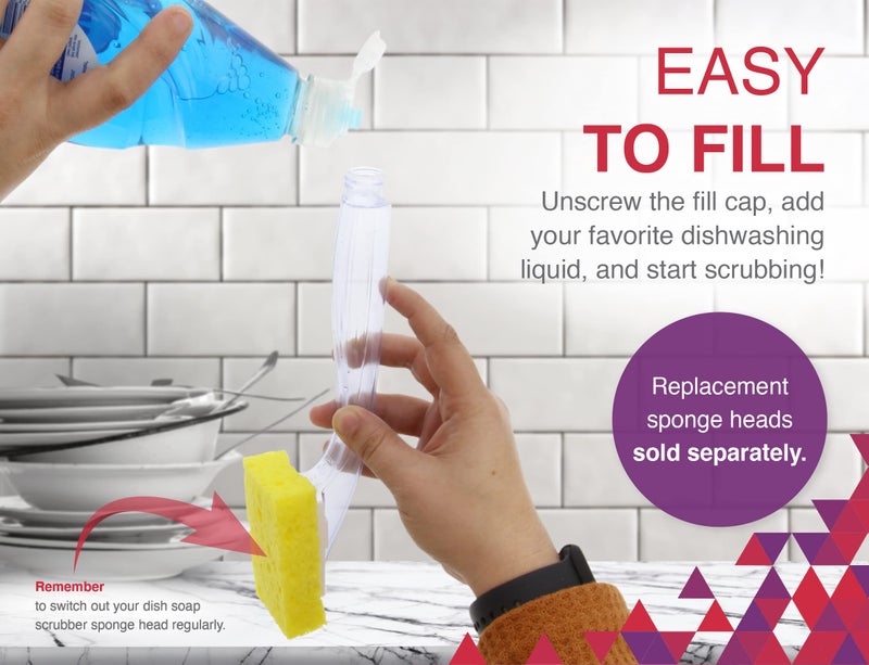 Arrow Home Products Dish Sponge with Soap Dispenser Handle - Fillable Dish Wand for Quick, Convenient Cleaning - Made in the USA - Easy to Refill, Built-In Scrubber, Ideal for Dishes and Pans - Image 5