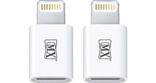 MX 2‑Pack Micro USB to Lightning Adapter – 8‑Pin Data & Charging Converter – Compatible with iPhone 5/6/7/8/X Series, iPad & iPod (White) - Image 1