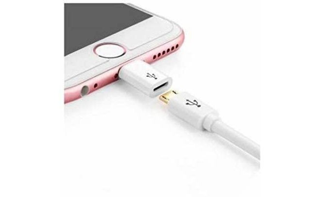 MX 2‑Pack Micro USB to Lightning Adapter – 8‑Pin Data & Charging Converter – Compatible with iPhone 5/6/7/8/X Series, iPad & iPod (White) - Image 2