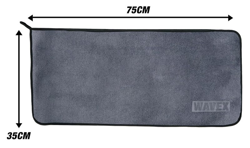WAVEX منشفة تنظيف ميكروفايبر WaveX – 500 GSM، 35x75 سم، رمادي – قماش فائق النعومة، ماص وقابل لإعادة الاستخدام للسيارة، المنزل، المطبخ، الزجاج، والتنظيف المتعدد الأغراض (2 قطعة) - Image 2