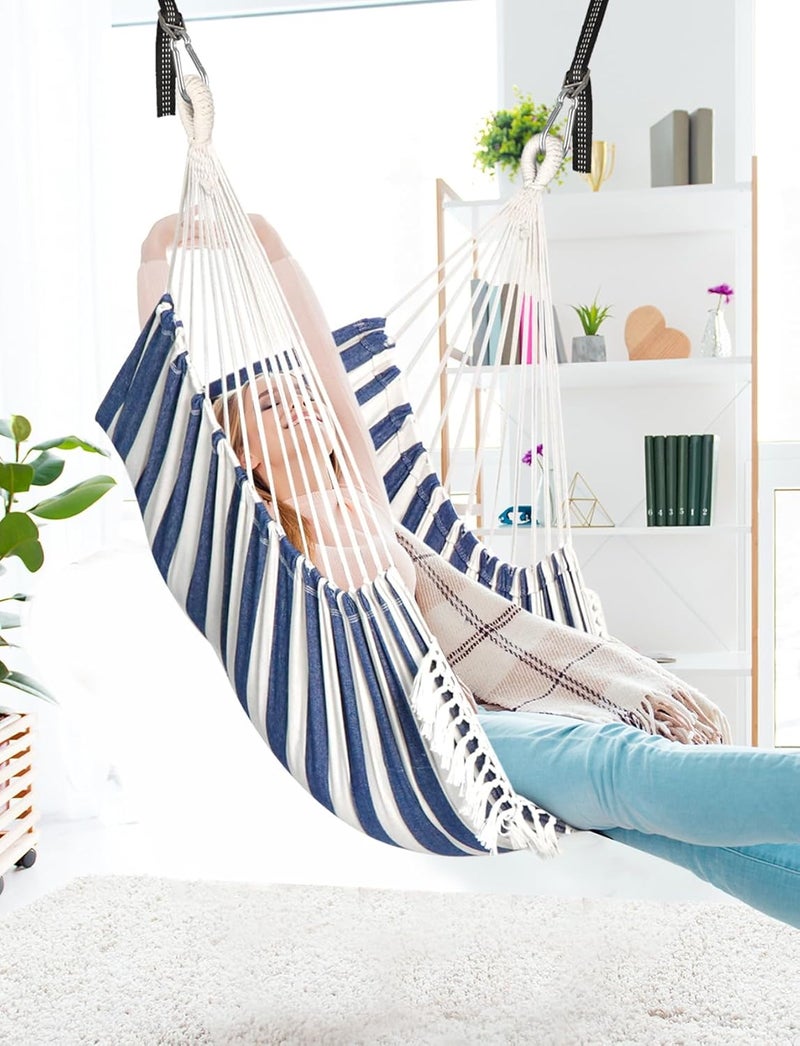 Chihee Hanging Seats Hanging Chair Hammock 2 Pillows Included, Strong Straps and Hooks for Easy Hanging Soft Cotton Side Pocket Tassel Chair Set Comfort - Image 2