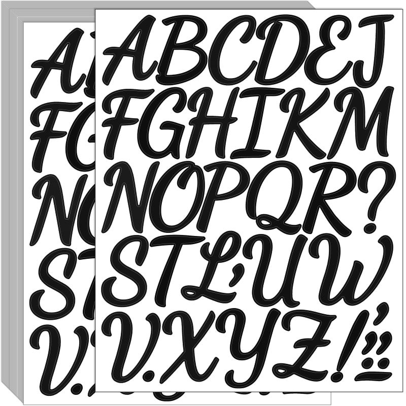 Bemeol 864 Pieces Letter Stickers 24 Sheets 2 Inch Self Adhesive Stickers Letters for Bulletin Board Classroom Mailbox Door Home DecorBlack - Image 3