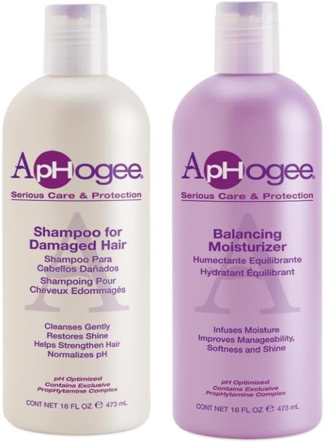 ApHogee Shampoo for Damaged Hair + Balancing Moisturizer 16oz"Set"