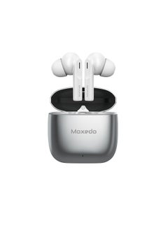 Moxedo True Tunes TWS Wireless Bluetooth Earbuds, Dual Microphone Clear Calls, IPX4 Sweat Resistance Easy Touch Control, ENC Noise Reduction Technology (Silver)