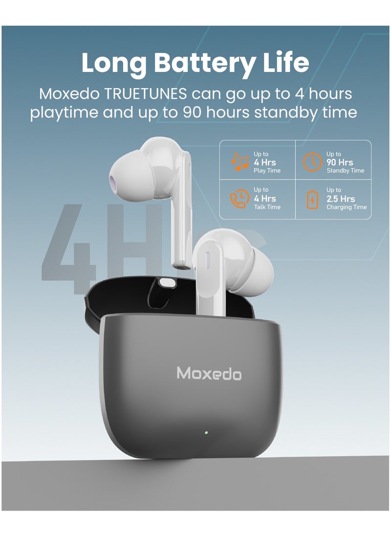 Moxedo - Moxedo True Tunes TWS Wireless Bluetooth Earbuds, Dual Microphone Clear Calls, IPX4 Sweat Resistance Easy Touch Control, ENC Noise Reduction Technology (Silver) - Image 1