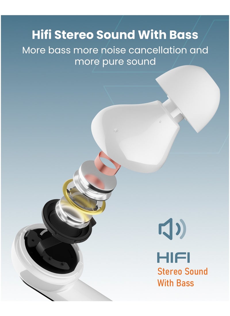 Moxedo - Moxedo True Tunes TWS Wireless Bluetooth Earbuds, Dual Microphone Clear Calls, IPX4 Sweat Resistance Easy Touch Control, ENC Noise Reduction Technology (Silver) - Image 1