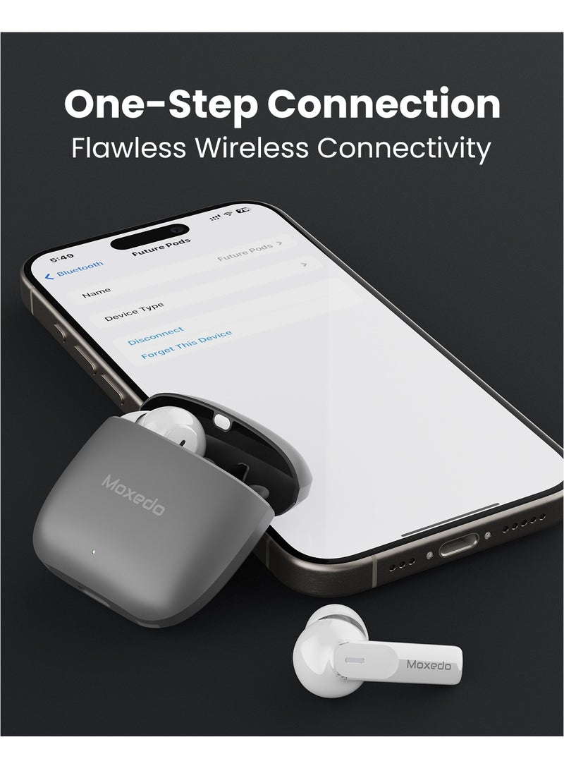 Moxedo - Moxedo True Tunes TWS Wireless Bluetooth Earbuds, Dual Microphone Clear Calls, IPX4 Sweat Resistance Easy Touch Control, ENC Noise Reduction Technology (Silver) - Image 1