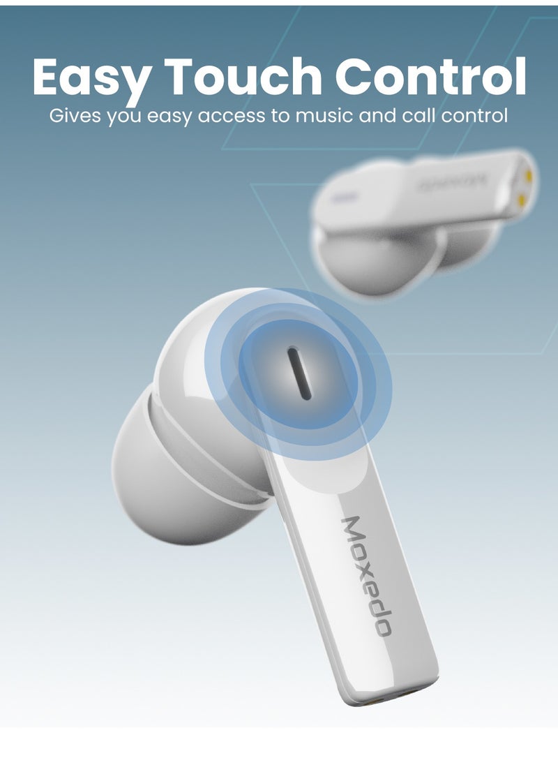 Moxedo - Moxedo True Tunes TWS Wireless Bluetooth Earbuds, Dual Microphone Clear Calls, IPX4 Sweat Resistance Easy Touch Control, ENC Noise Reduction Technology (Silver) - Image 1