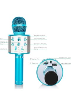 ShebSheb Wireless Bluetooth Karaoke Microphone Portable Handheld Mic Speaker For All Smartphones Microphone Speaker For Girls Boys Kids Childrens Adults(Blue)  - Image 5