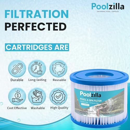 Poolzilla 12-Pack Spa Filter Cartridge Replacement for Bestway Type VI, 29001E, Coleman SaluSpa 90352E, 58323E, 58323, 58324,Sunset Filters VI, Volca Spares Size VI, Lay-Z Spa (L x OD: 3.1” x 4.2”) - Image 5
