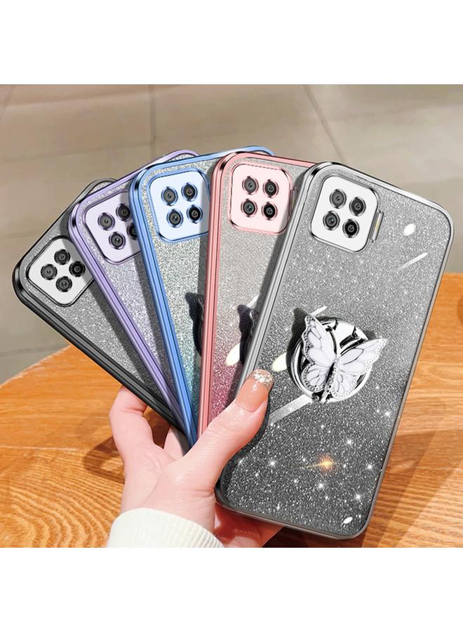 اس-توب جراب لهاتف OPPO F17، جراب هاتف TPU بحامل على شكل فراشة بلون متدرج لامع - Image 2