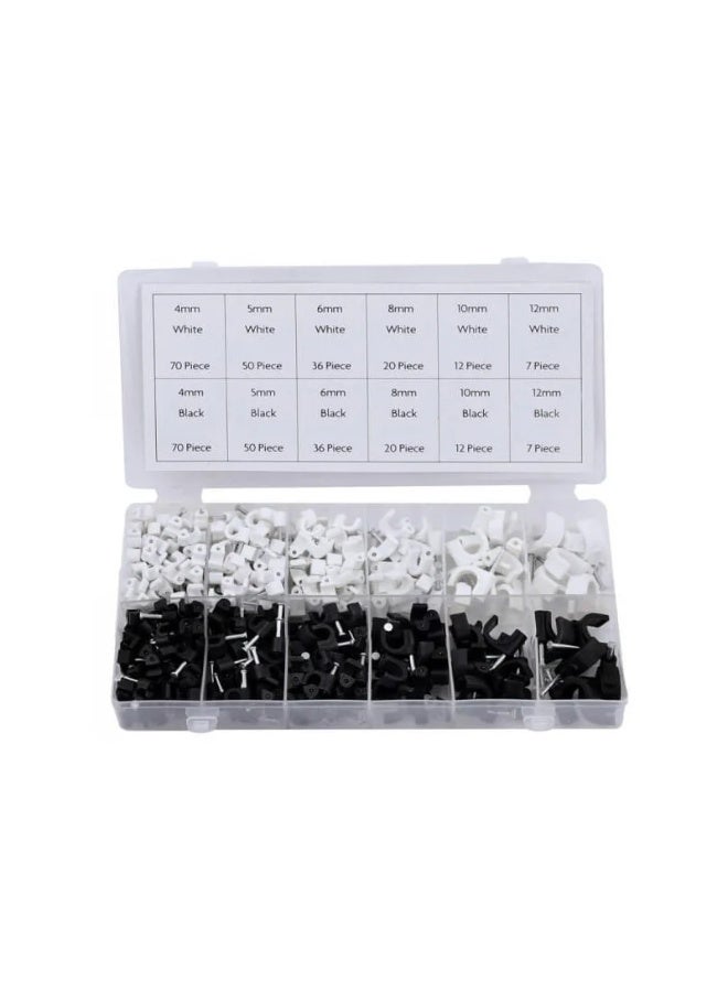 Rolson 390-Piece Cable Clip Assortment 61290 | 4–12mm White & Black Clips | Wire Management for Home, Office & DIY - Image 2