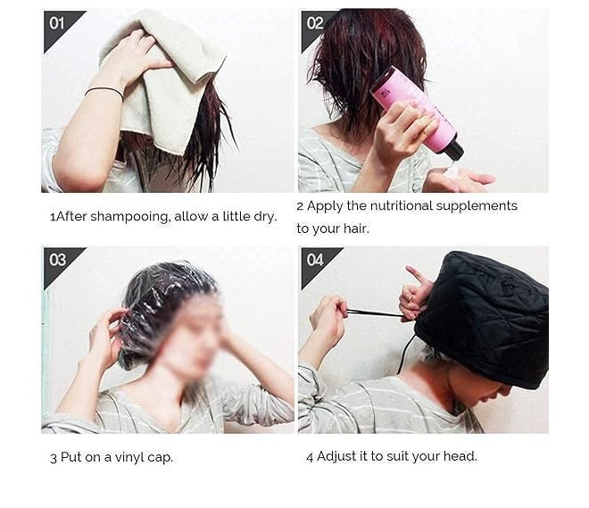 Hair Care Thermal Head Spa Cap Treatment with Beauty Steamer Nourishing Heating Cap, Spa Cap for Hair, Spa Cap Steamer for Women (Pink) - Image 4