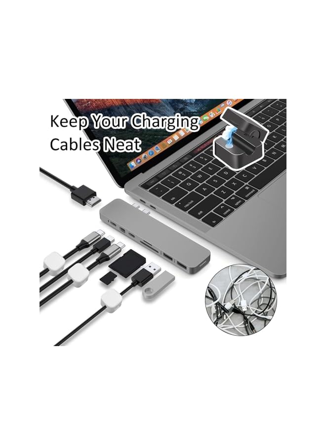 promass Magnetic Cable Holder 6 Pack Magnetic Desk Cable Clips Hide Phone USB Cable Charging Cord Holders Strong Adhesive Wire Holder Keeper Cord Holder for Car,Kitchen,Office Supplies (White) - Image 3