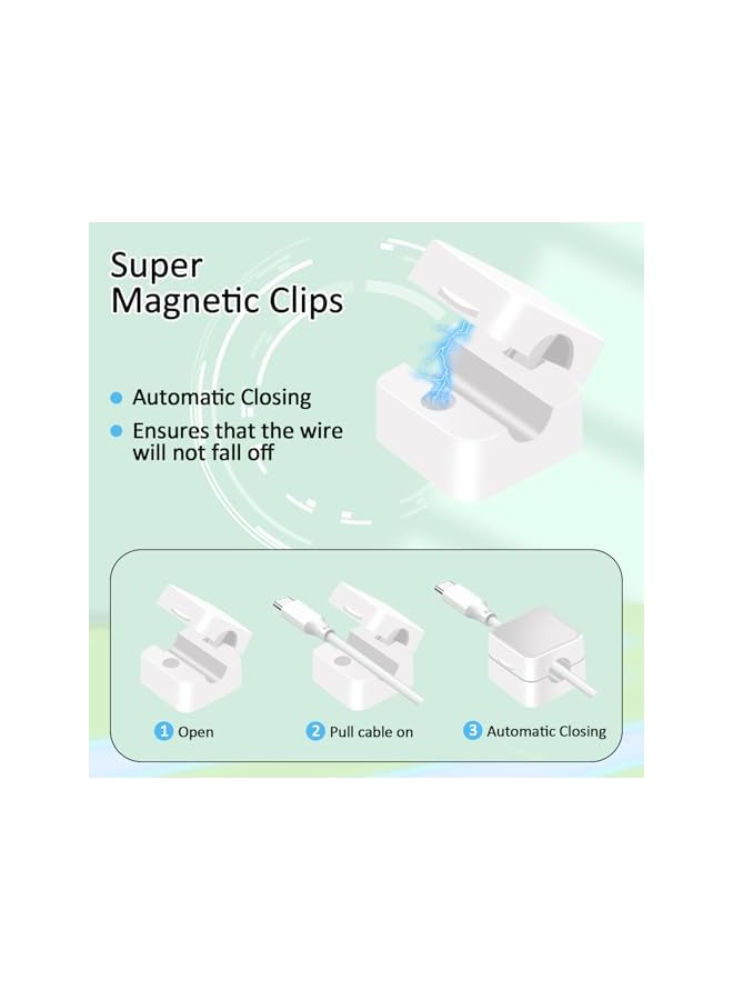 promass Magnetic Cable Holder 6 Pack Magnetic Desk Cable Clips Hide Phone USB Cable Charging Cord Holders Strong Adhesive Wire Holder Keeper Cord Holder for Car,Kitchen,Office Supplies (White) - Image 5