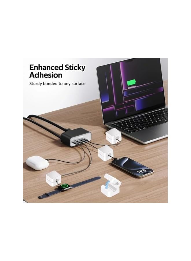 promass Magnetic Cable Holder 6 Pack Magnetic Desk Cable Clips Hide Phone USB Cable Charging Cord Holders Strong Adhesive Wire Holder Keeper Cord Holder for Car,Kitchen,Office Supplies (White) - Image 2