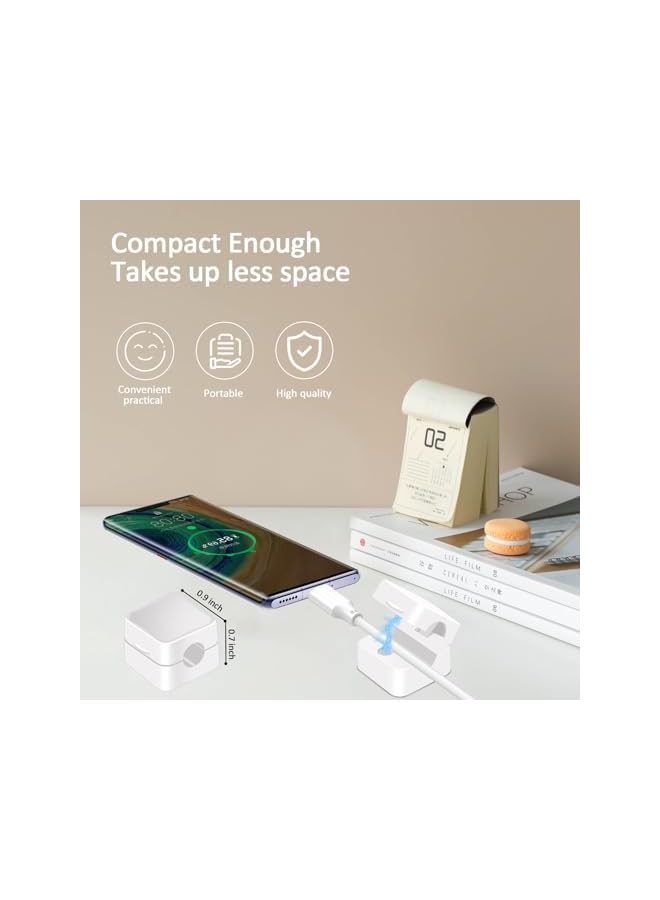 promass Magnetic Cable Holder 6 Pack Magnetic Desk Cable Clips Hide Phone USB Cable Charging Cord Holders Strong Adhesive Wire Holder Keeper Cord Holder for Car,Kitchen,Office Supplies (White) - Image 4