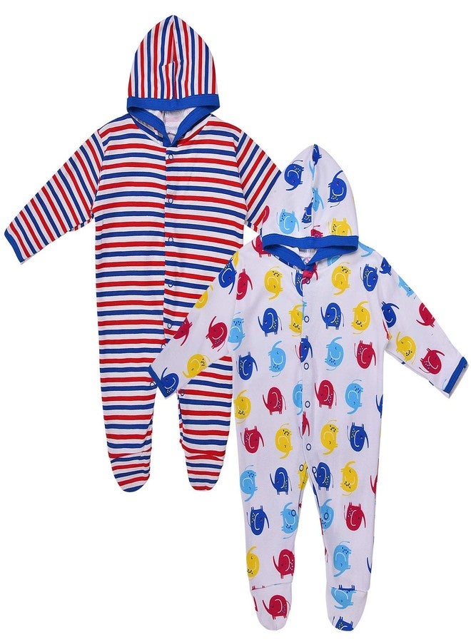MAGIC TOWN Babyneeds New Born Baby Multi-Color Long Sleeve Cotton Sleep Suit Romper for Boys and Girls Set of 3 - Image 1