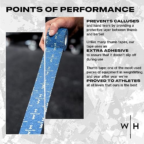 Weightlifting House Thumb Tape - Athletic Grip Tape - Extra Adhesive Workout Hand Tape for Weightlifting, Hook Grip and Lifting Weights 7 m / 23 ft/roll. (Blue) - Image 5