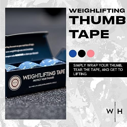 Weightlifting House Thumb Tape - Athletic Grip Tape - Extra Adhesive Workout Hand Tape for Weightlifting, Hook Grip and Lifting Weights 7 m / 23 ft/roll. (Blue) - Image 2